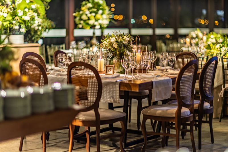 Elegant private dining event setup at Wings over